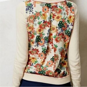 Anthropologie Bloomsbury Pullover Monogram Silky Vividly  Floral Rare find

-
